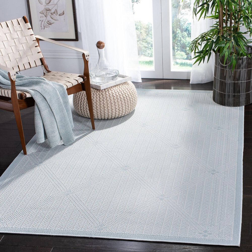 Safavieh Bermuda BMU811M 3&#39; x 5&#39; Light Blue and Ivory Indoor/Outdoor Area Performance Rug, , large