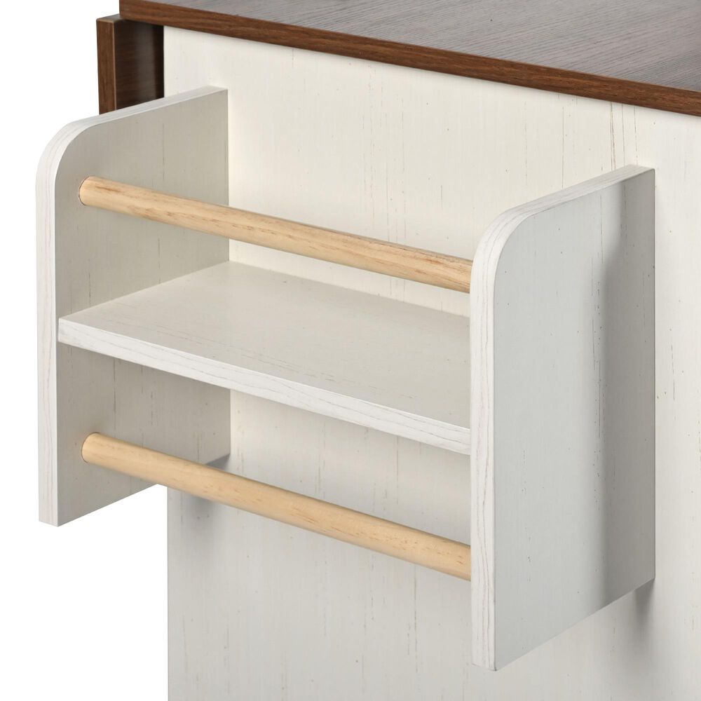 HOMLUX 56" Kitchen Island with Drop Leaf in White, , large