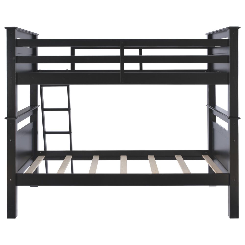 Linon Home Decor Beckett Twin Over Twin Bunk Bed in Black, , large