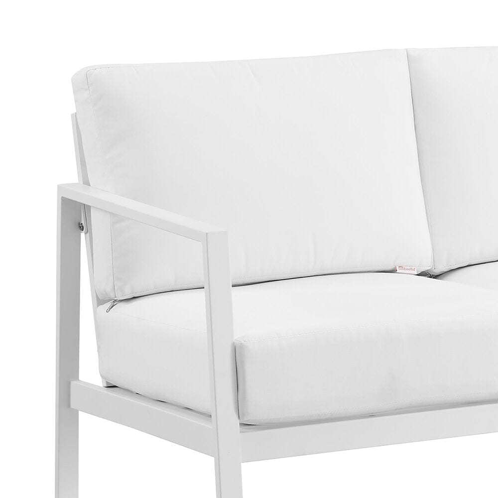 Linon Home Decor Holland Outdoor Sofa with White Cushions in White, , large