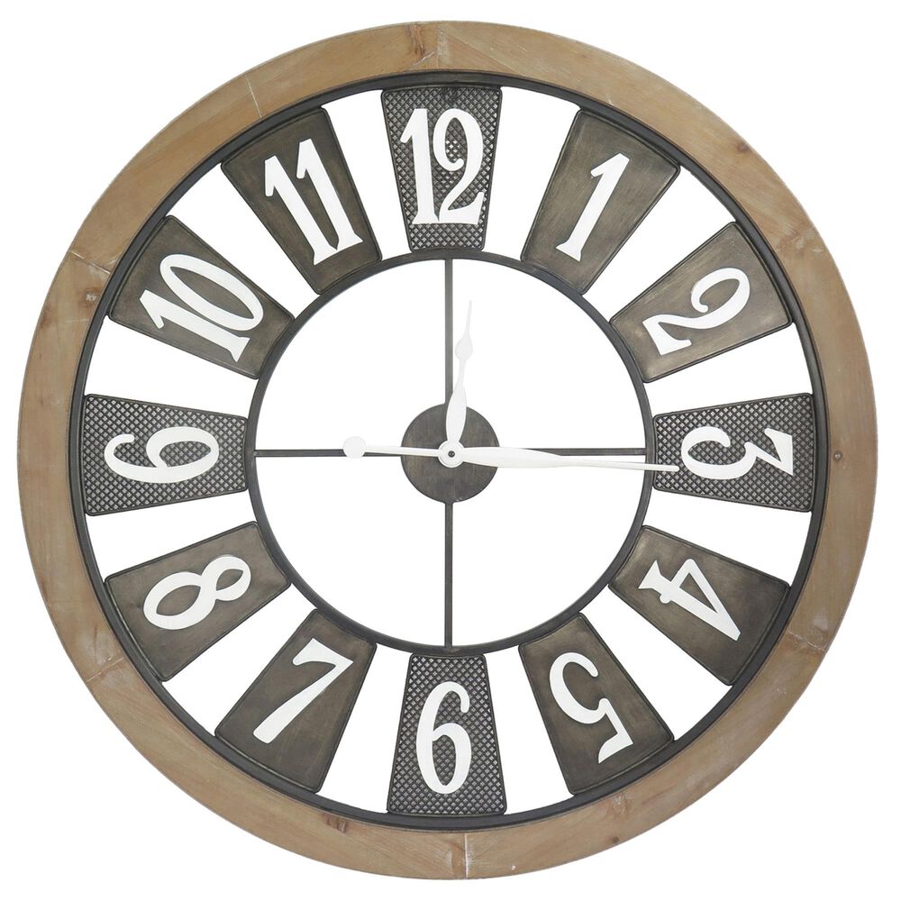 Crestview Collection 36" x 36" Wall Clock in Brown and Black, , large