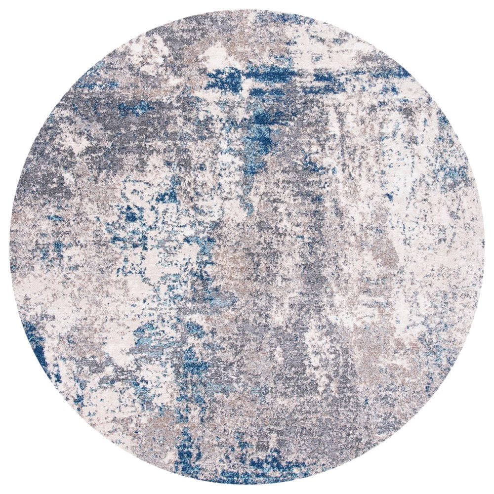 Safavieh Aston ASN718 3" Round Grey and Navy Area Rug, , large