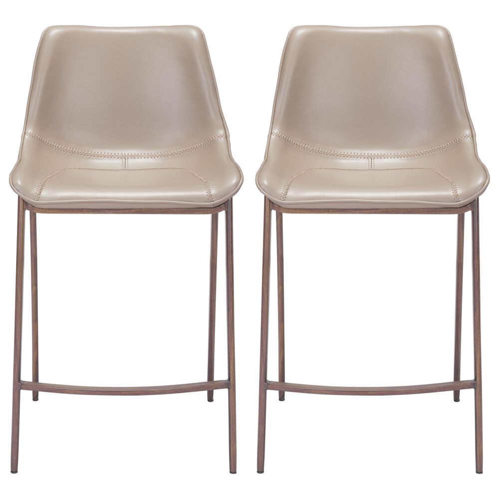 Zuo Modern Magnus Counter Chair in Gray/Dark Brown &#40;Set of 2&#41;, , large
