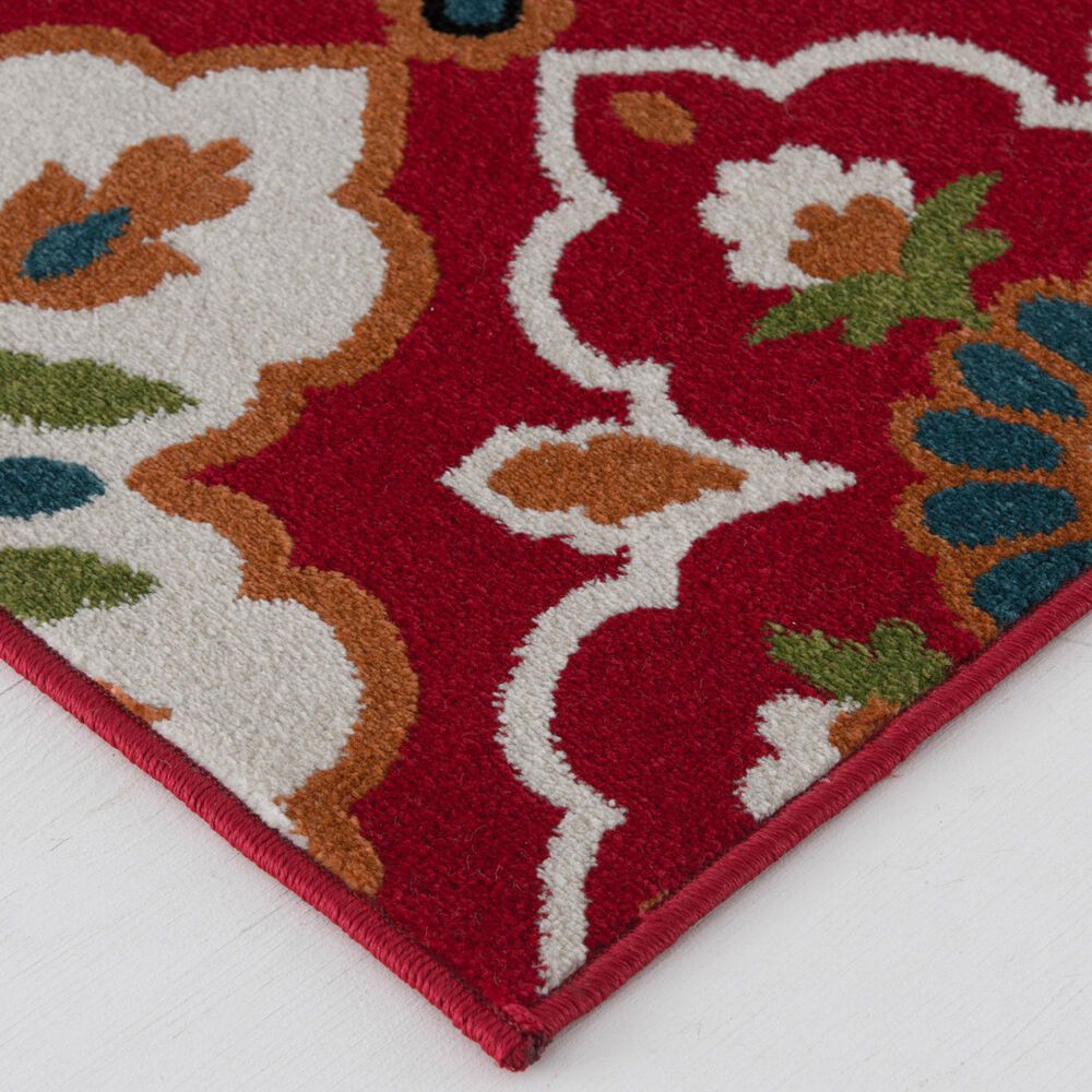 Central Oriental Terrace Tropic Bluffton 7&#39;10&quot; x 9&#39;10&quot; Coral and Snow Area Rug, , large