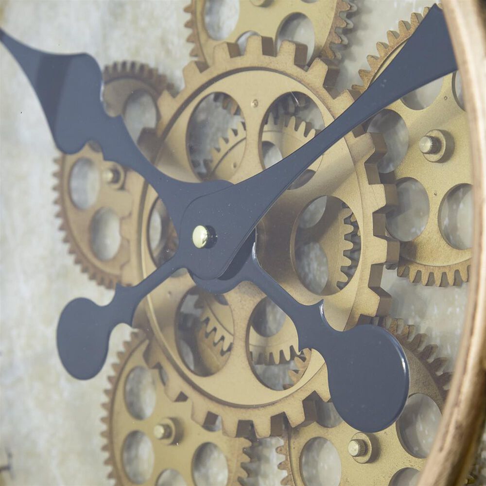 Yosemite Home Decor Gilded Round Gear Wall Clock in Gold, Cream, Beige and Black, , large