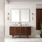 James Martin Vanities Amberly 60" Double Bathroom Vanity in Mid-Century Walnut with 3 cm Eternal Jasmine Pearl Silestone Top, Rectangular Sinks and FreePower Wireless Charger, , large