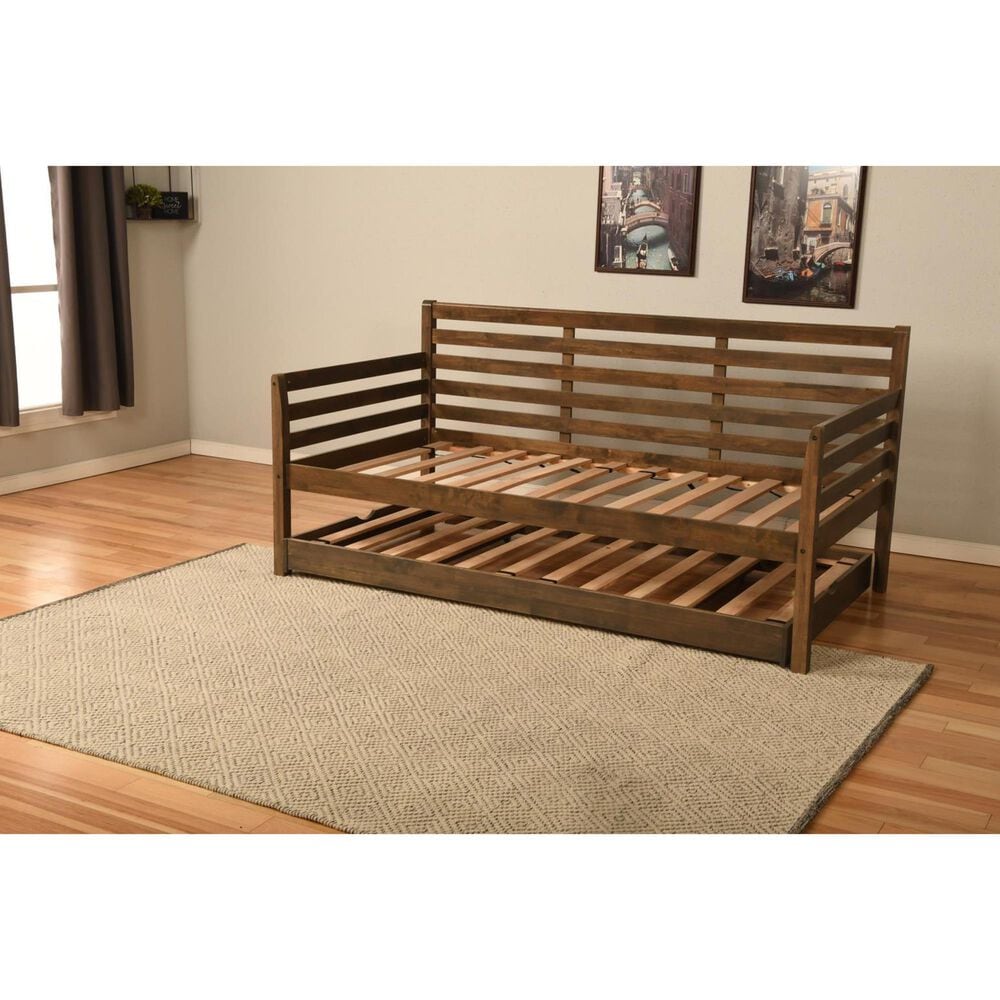 Kodiak Boho Twin Daybed with Pop Up Trundle in Rustic Walnut, , large