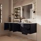 Lexora Home Geneva 84" Double Bathroom Vanity in Navy Blue with 2 cm White Quartz Top and Rectangular Sinks, , large