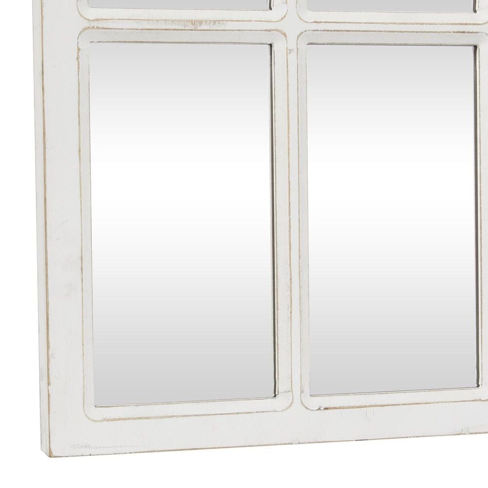 Maple and Jade 48&quot; x 22&quot; Window Pane Inspired Wall Mirror in Distressed White, , large