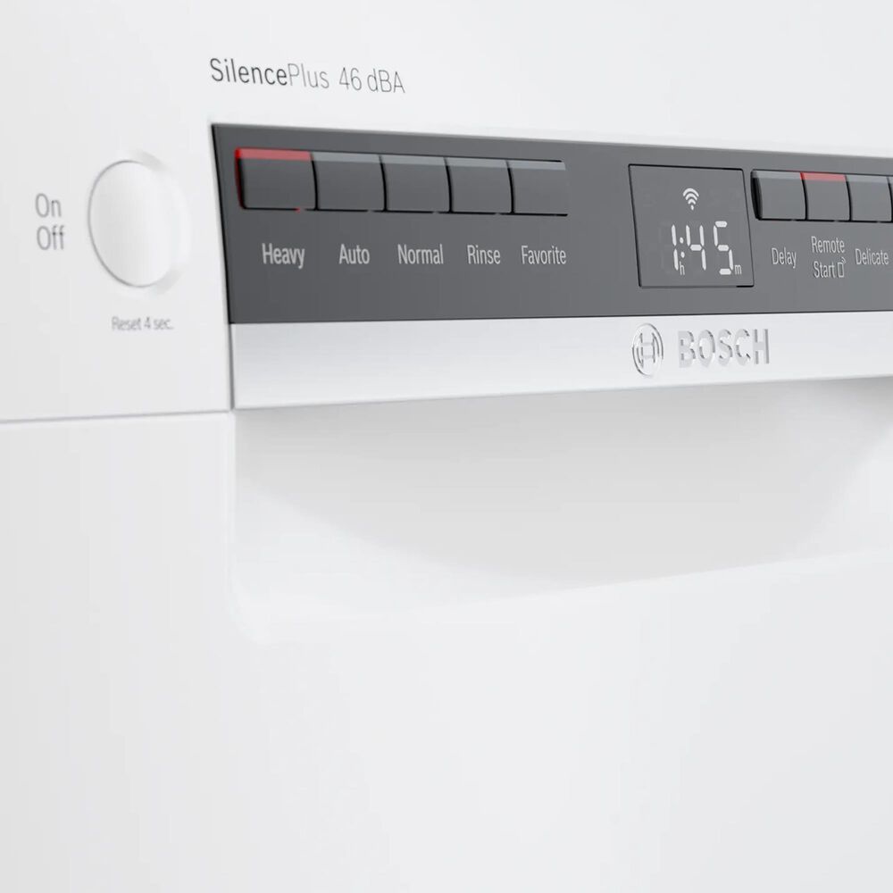 Bosch 300 Series 18" Built-In Smart Dishwasher with 5 Wash Cycles in White, , large