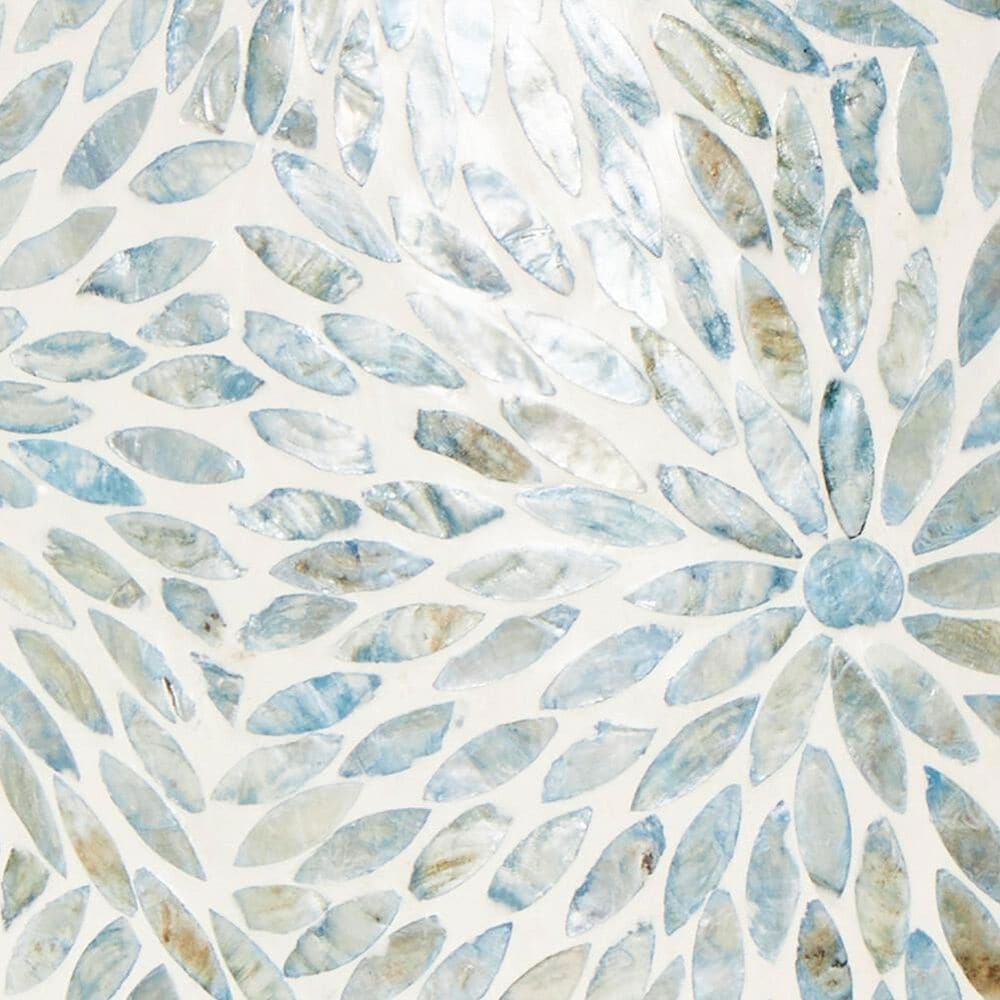 Maple and Jade Large Mosaic Floral Decorative Vase in Blue and Cream, , large