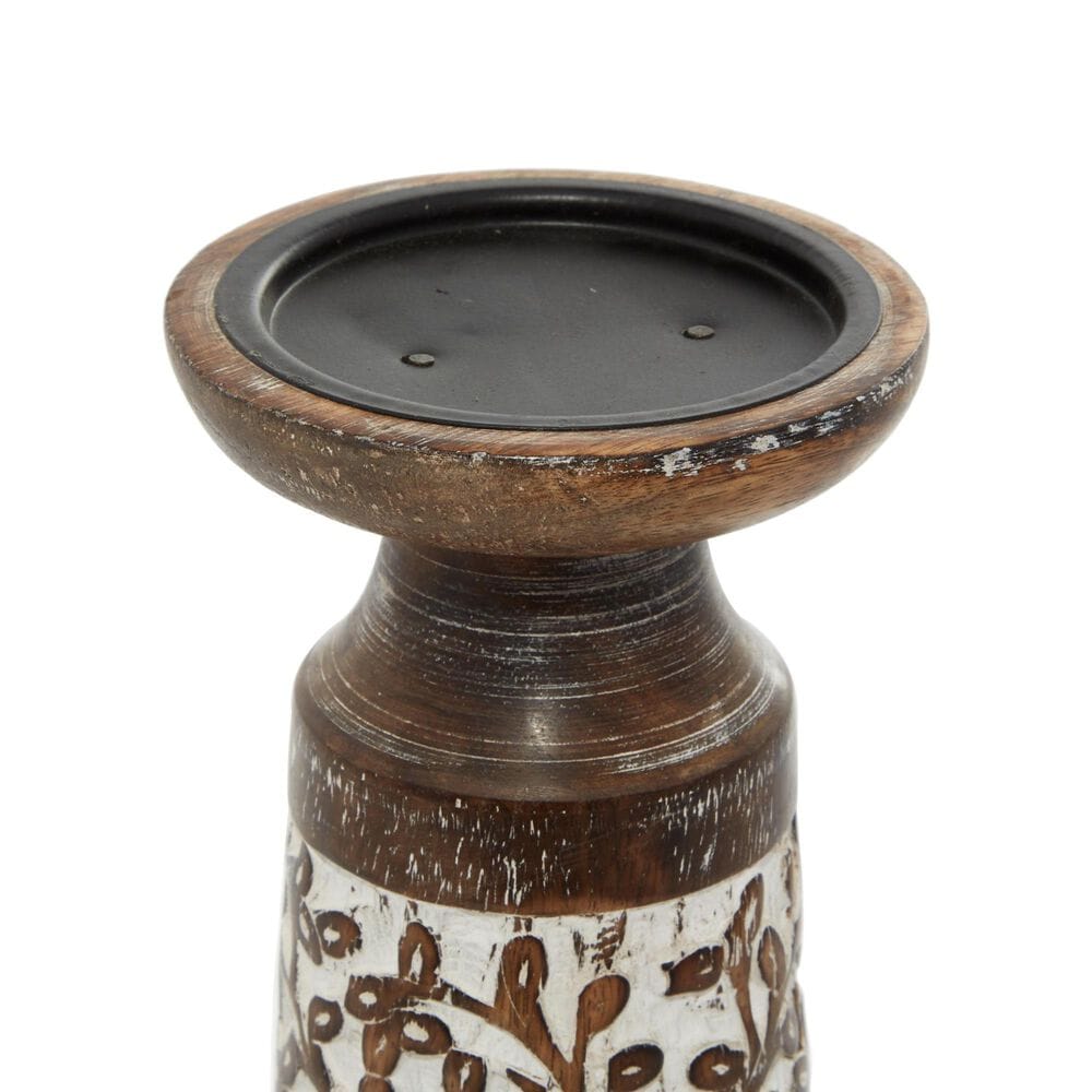 Maple and Jade Handmade Tree Candle Holder in Brown and Whitewashed &#40;Set of 3&#41;, , large