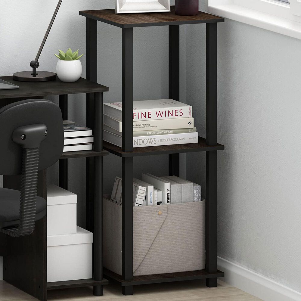 HOMLUX 2-Tier End Table in Columbia Walnut and Black (Set of 2), , large