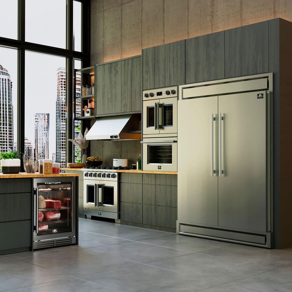 Forno Gallico 30" Double Electric Wall Oven with French Door in Stainless Steel, , large