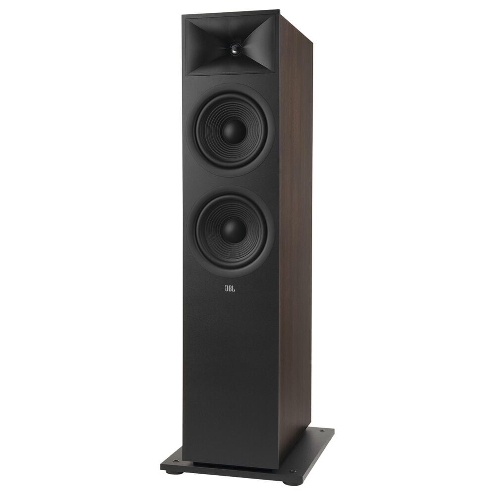 JBL 5.25 Bookshelf Loudspeaker + 8 Floorstanding Loudspeaker + 4.5 Center Channel Loudspeaker in Espresso + 12&quot; Powered Subwoofer in Latte + 7.2 Channel AV 8K Receiver in Black, , large