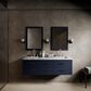 Lexora Home Castor 60" Double Bathroom Vanity in Blue with 2 cm White Carrara Marble Top and Rectangular Sinks, , large