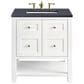 James Martin Vanities Breckenridge 30" Single Bathroom Vanity in Bright White with 3 cm Charcoal Soapstone Quartz Top and Rectangular Sink, , large