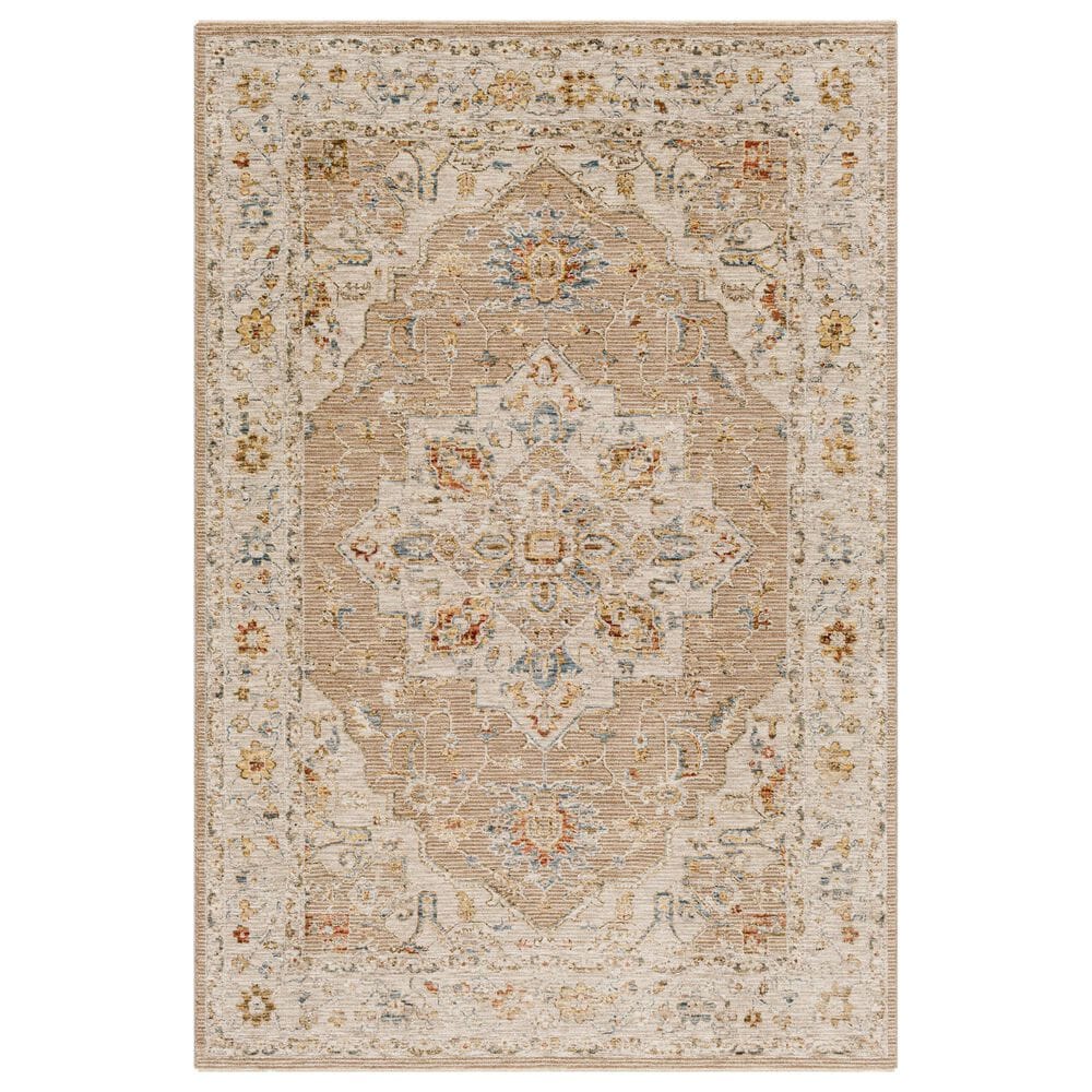Surya Reina Tan, Light Gray, Medium Gray, Cream, Light Brown, Denim, Rust and Mustard 2"7" x 3"11" Area Rug, , large