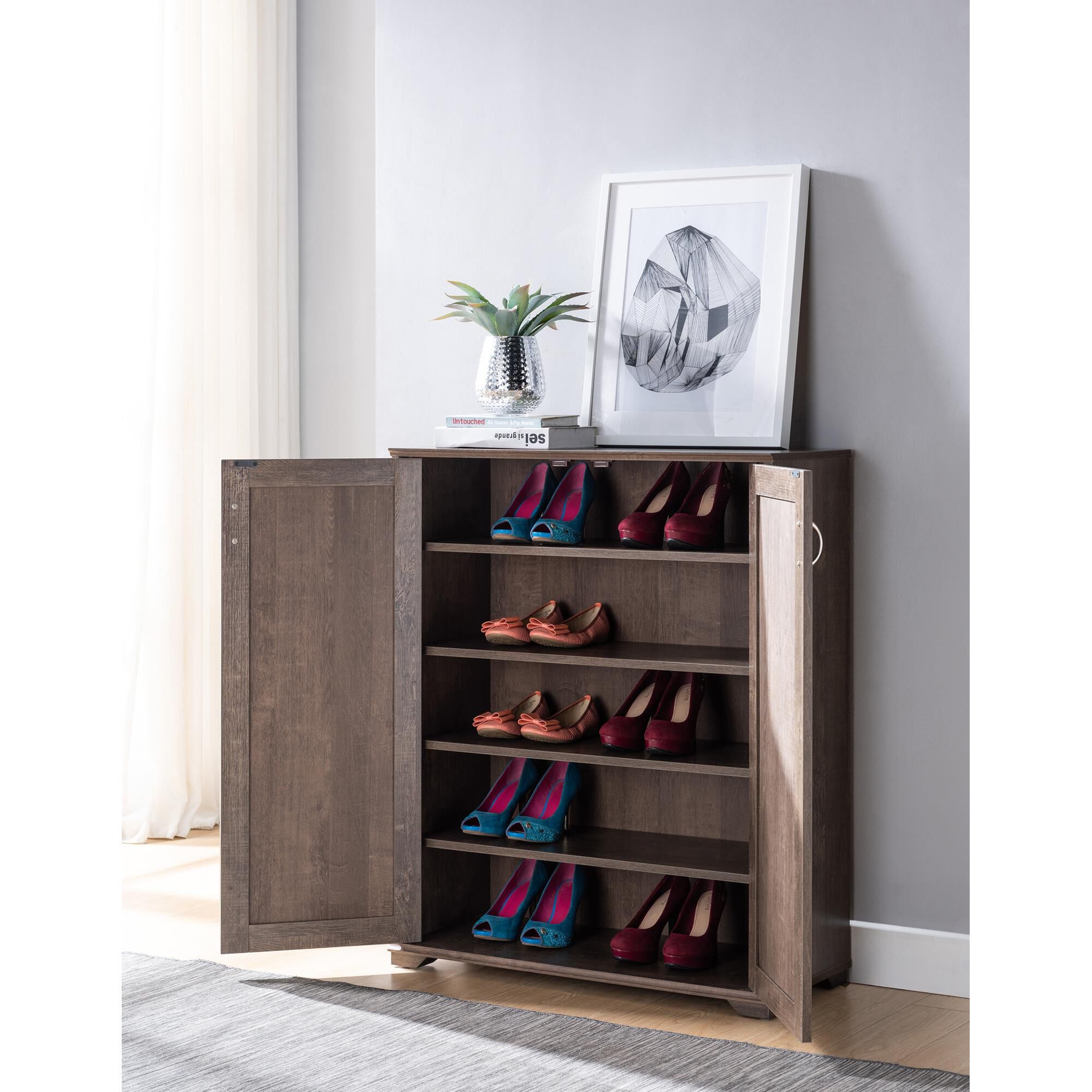 Furniture of america garner rustic shoe storage cabinet clearance