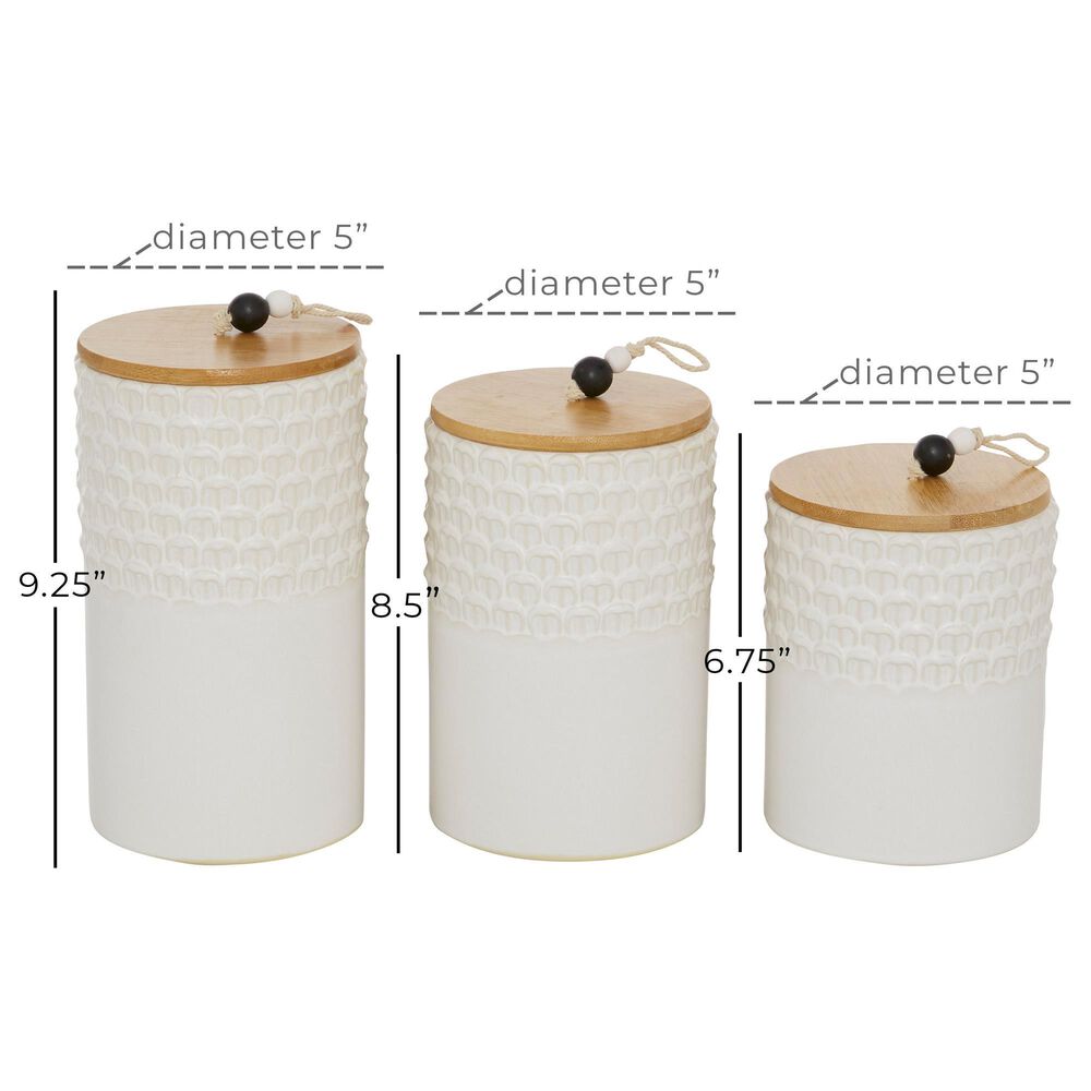 Maple and Jade Country Cottage Decorative Jar in White and Brown &#40;Set of 3&#41;, , large