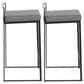 Lumisource Fuji Stackable Counter Stool with Grey Faux Leather Cushion in Black (Set of 2), , large