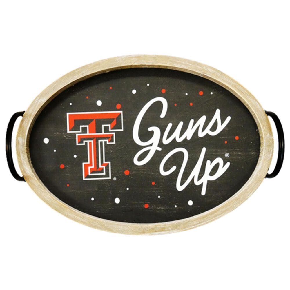 Valiant Gifts Texas Tech Spirit Wood Oval Tray in Red and Black, , large