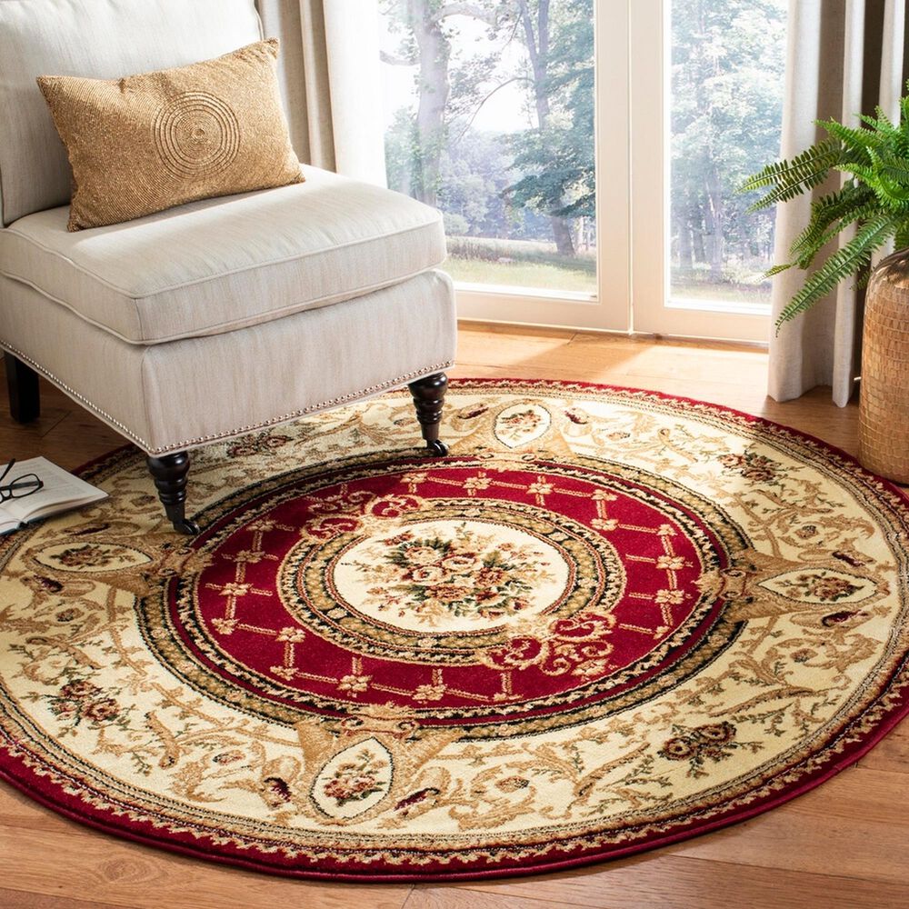 Safavieh Lyndhurst LNH223 8&#39; Round Red and Ivory Area Rug, , large