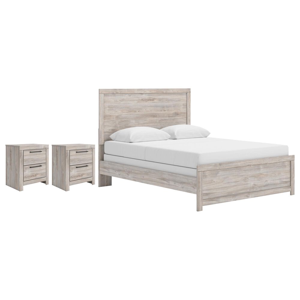 Ashley Broachmyn Queen Bed with Two Nightstands in Light Gray, , large