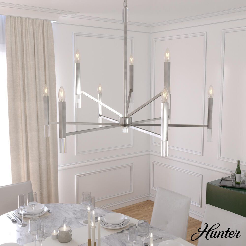 Hunter Sunjai 9-Light Chandelier in Brushed Nickel, , large