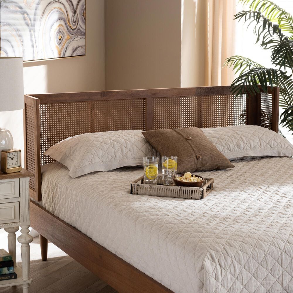 Baxton Studio Rina King Wingback Headboard in Ash Walnut, , large