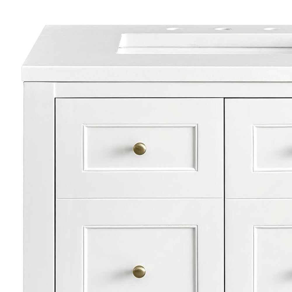 James Martin Vanities Breckenridge 30&quot; Single Bathroom Vanity in Bright White with 3 cm White Zeus Quartz Top and Rectangular Sink, , large