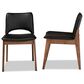 Baxton Studio Afton Side Chair with Black Faux Leather in Walnut Brown (Set of 2), , large