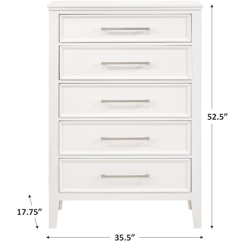 New Heritage Design Andover 5 Drawer Chest in White, , large