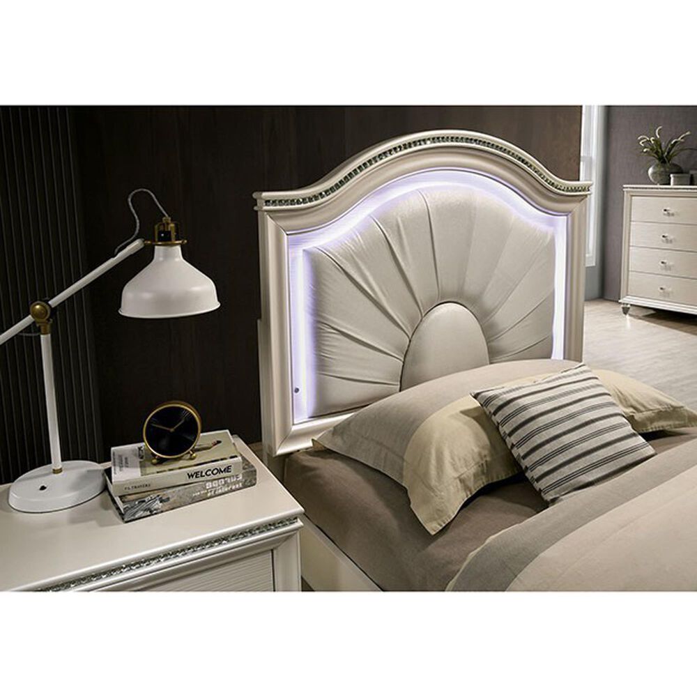 Furniture of America Allie 4-Piece Twin Bedroom Set in Pearl White, , large