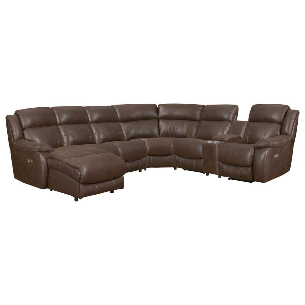 HomeStretch 6-Piece Power Reclining Sectional in Rubix Brown, , large