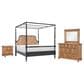 Legacy Classic Vintage Market 4-Piece Queen Post Canopy Bedroom Set in Barnwood Oak and Kettle Black, , large