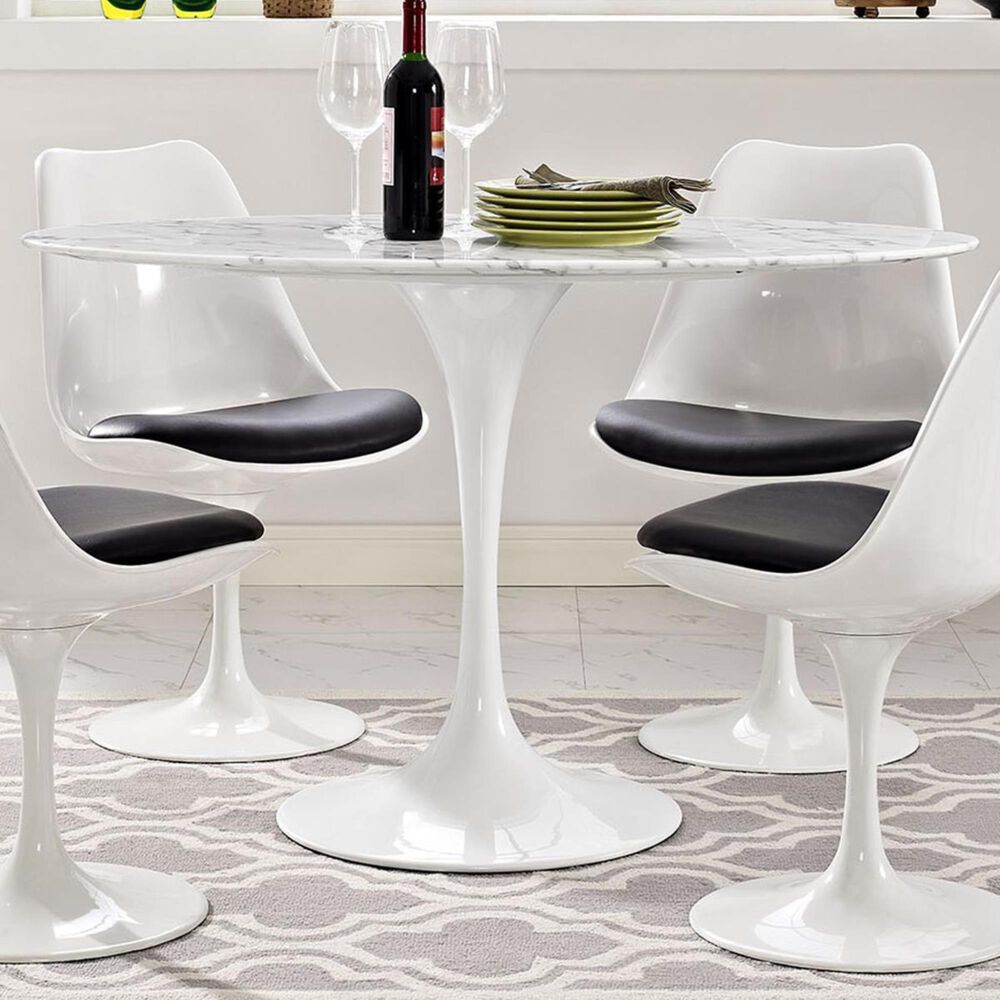 Modway Lippa 48" Oval Artificial Marble Dining Table in White Table Only Nebraska Furniture Mart