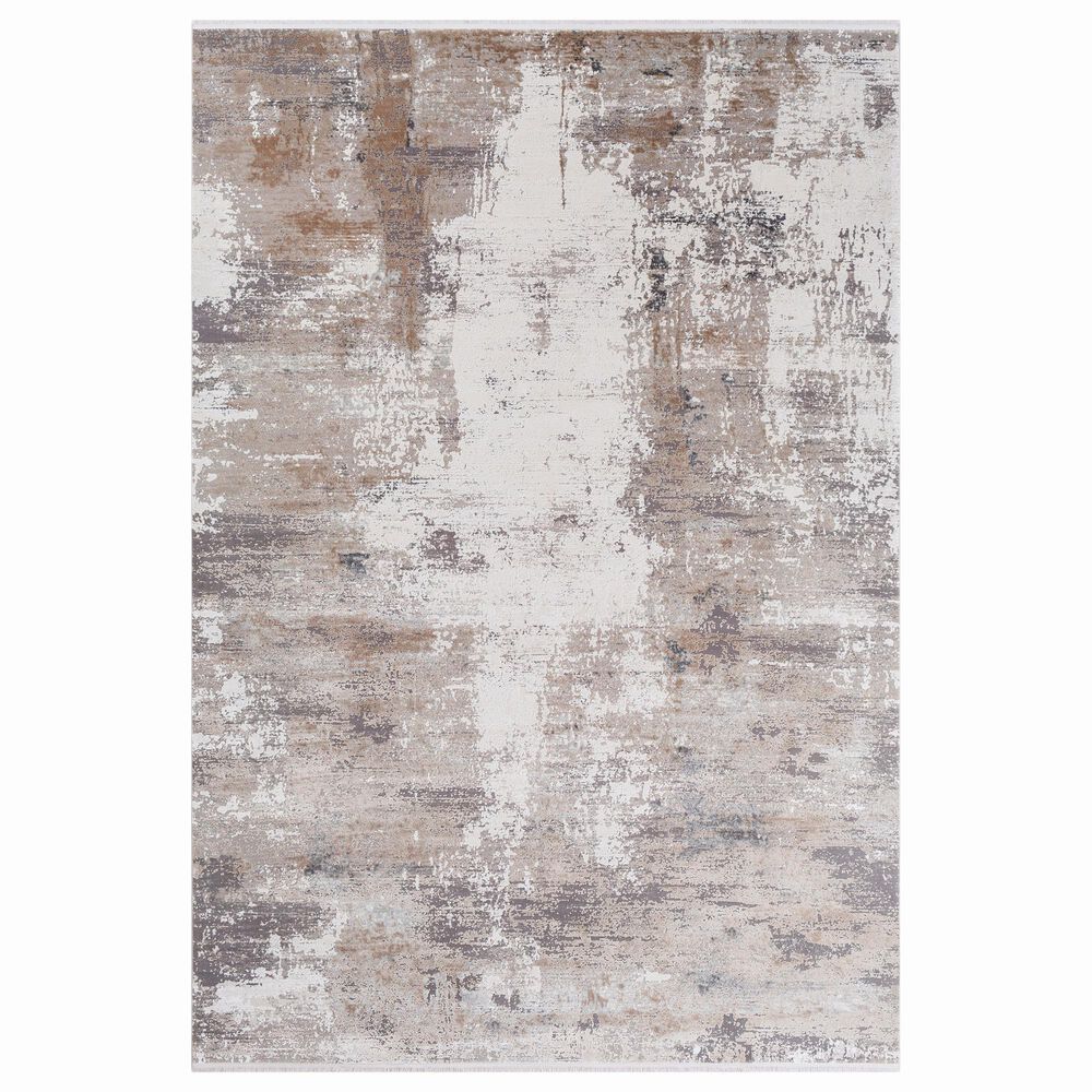 Surya Solar 5" x 7"6" Light Brown, Medium Gray, Charcoal and White Area Rug, , large