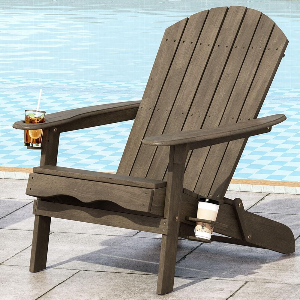 Hearth and Haven Bellwood Outdoor Folding Adirondack Chair in Grey, , large
