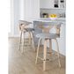 LumiSource Gardenia Swivel Fixed-Height Counter Stool with Light Grey Fabric Upholstery in Chrome and Whitewashed (Set of 2), , large