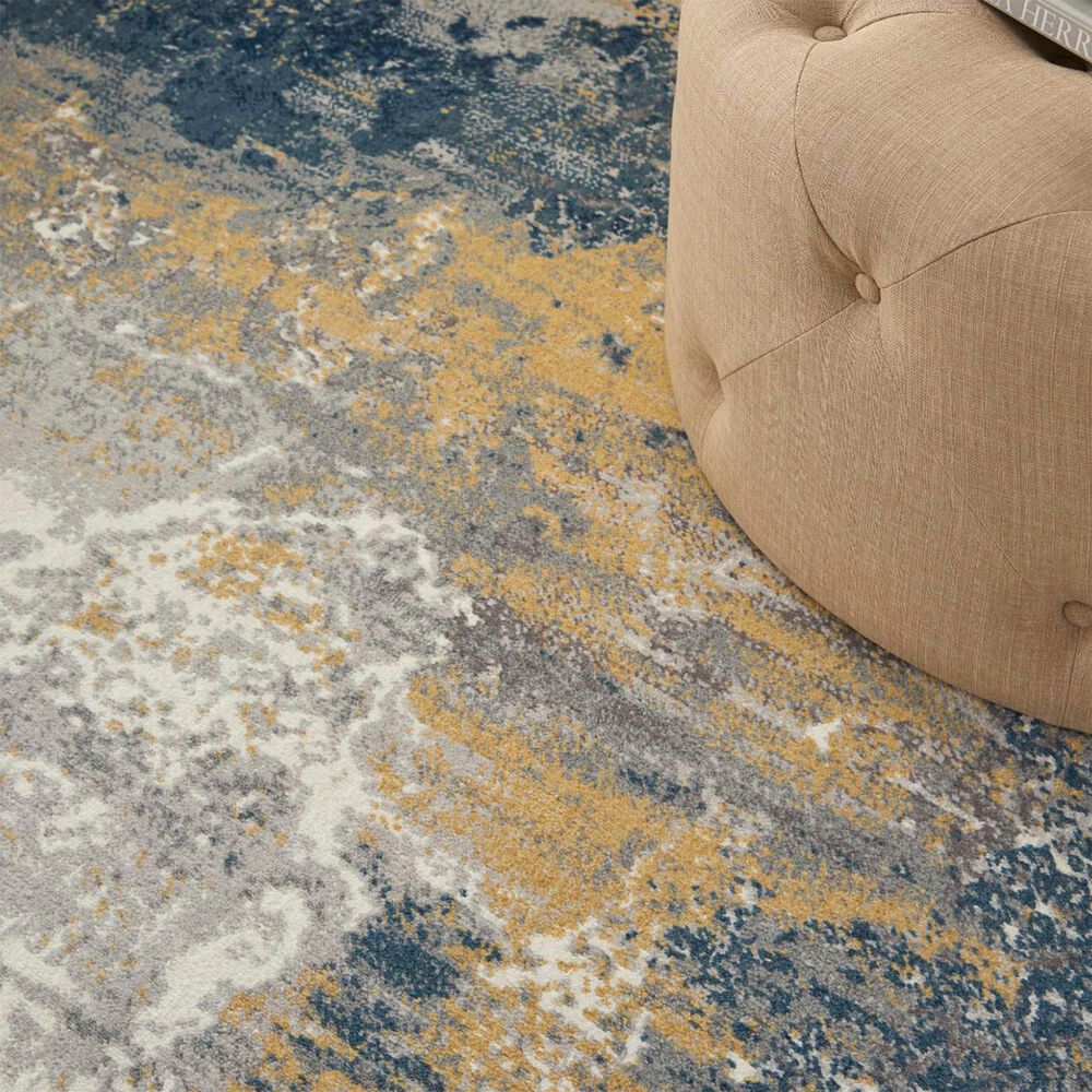 Nourison Twilight  5&#39;6&quot; x 8&#39;6&quot; Navy and Gold Area Rug, , large