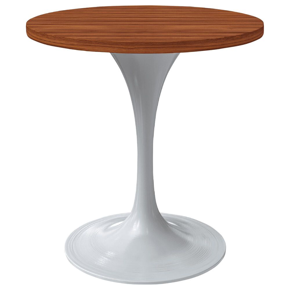 Leisuremod LeisureMod Verve Collection 27 Round Dining Table, White Base with Cognac Brown MDF Top, , large