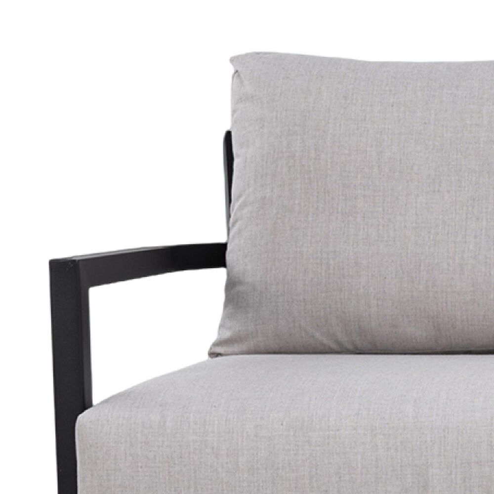 Hearth and Haven Modern Outdoor Bench Sofa with Cast Silver Cushion in Ember Black, , large