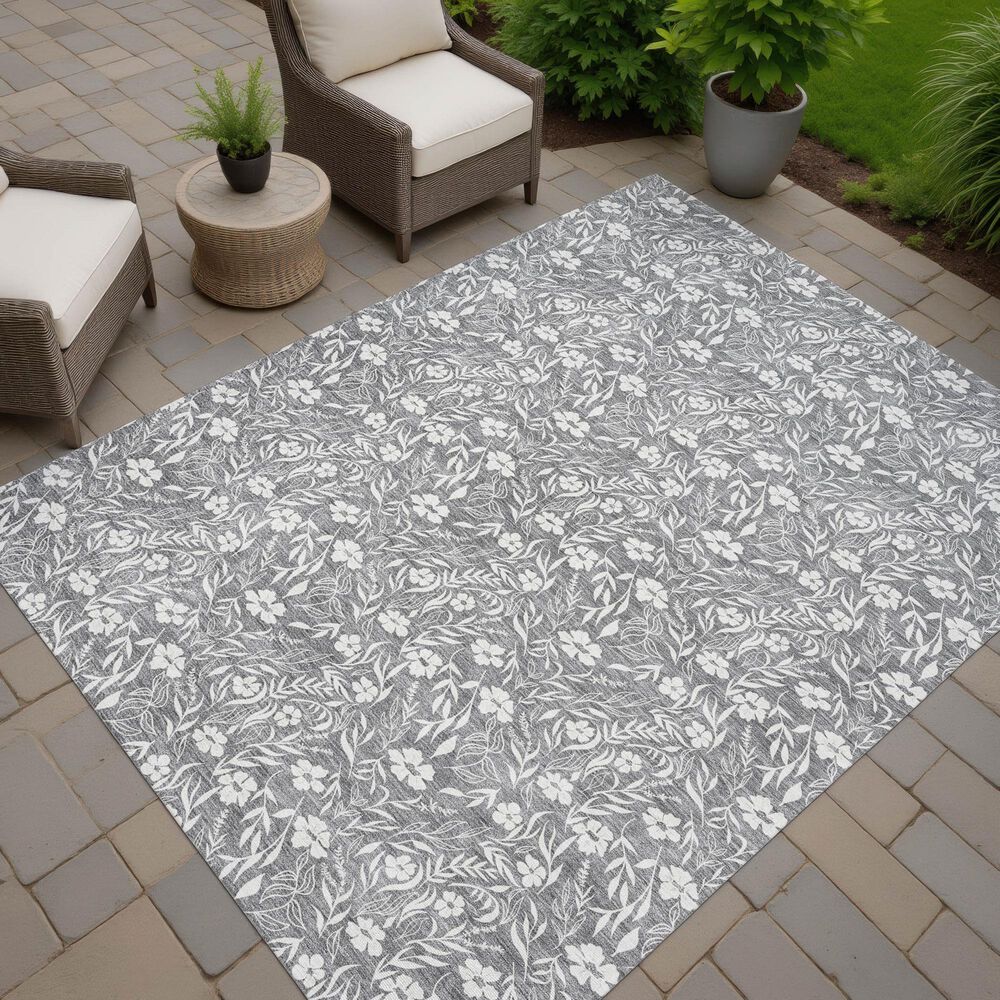Dalyn Rug Company Soft Essentials Floral Gray 5' x 7'6" Indoor/Outdoor Area Rug, , large