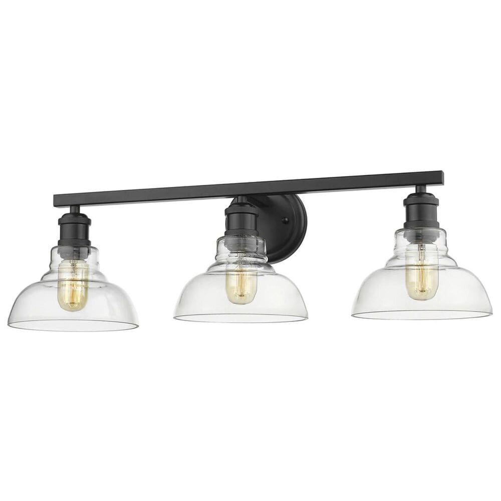 Golden Lighting Carver 3-Light Bath Vanity in Black with Clear Shade, , large