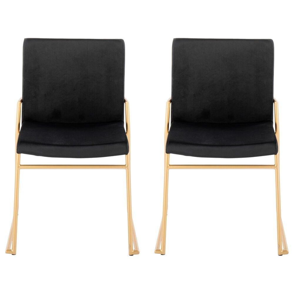 LumiSource Dutchess Side Chair with Black Velvet Cushion in Gold (Set of 2), , large