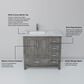 Lexora Home Jacques 36" Left Offset Single Bathroom Vanity in Distressed Grey with 2 cm White Carrara Marble Top and Rectangular Sink, , large