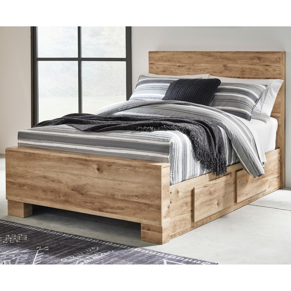 Ashley Hyanna Full Panel Bed with 1 Side Storage in Tan Brown, , large