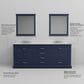 Lexora Home Dukes 80" Double Bathroom Vanity in Navy Blue with 2 cm White Carrara Marble Top and Rectangular Sinks, , large