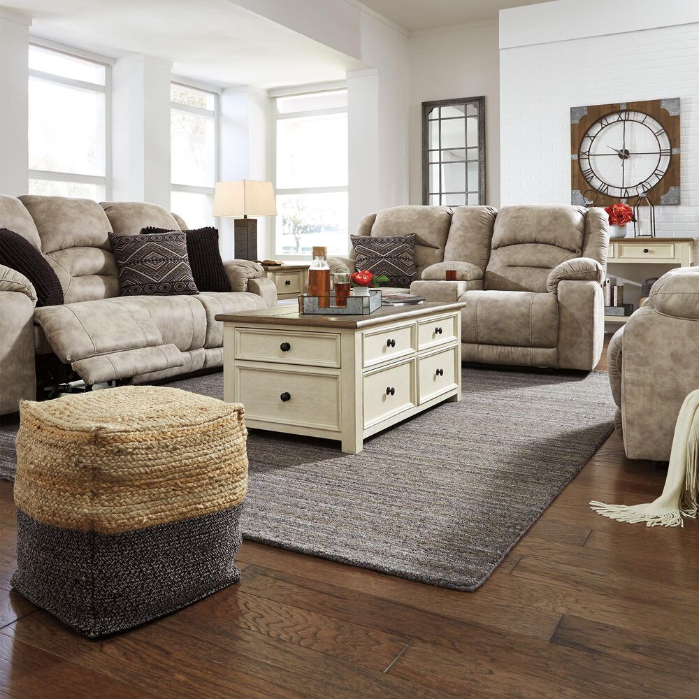 Ashley Sweed Valley Pouf in Natural and Black, , large